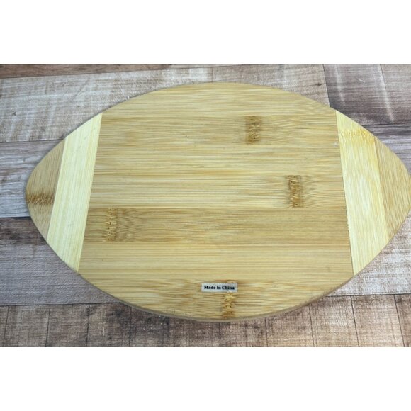 Bamboo Football-Shaped Cutting Board Cheese Serving Tray 9.5" Oval - Picture 2 of 3